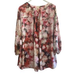 NYDJ renaissance moody floral watercolor tunic blouse size 1X
